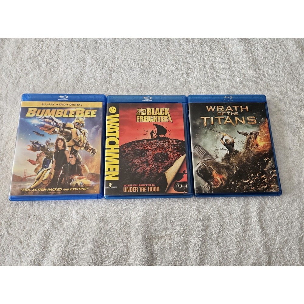 Blu-ray 3 Movie Mixed Action Bundle Bumblebee, Watchmen Black Freighter, Titans
